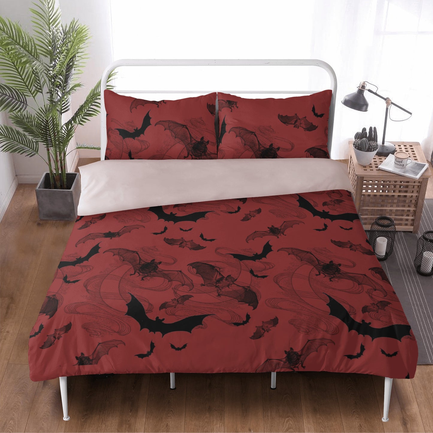 Gothic Bats On A Red 3 Pcs Beddings