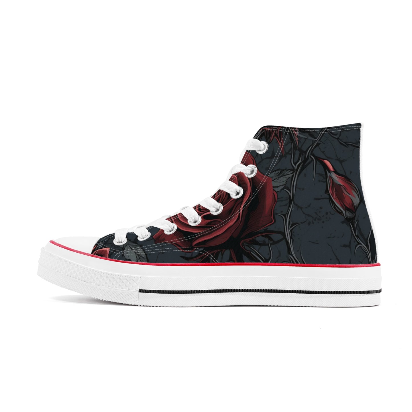 Red Rose Gothic Classic High Top Canvas Shoes