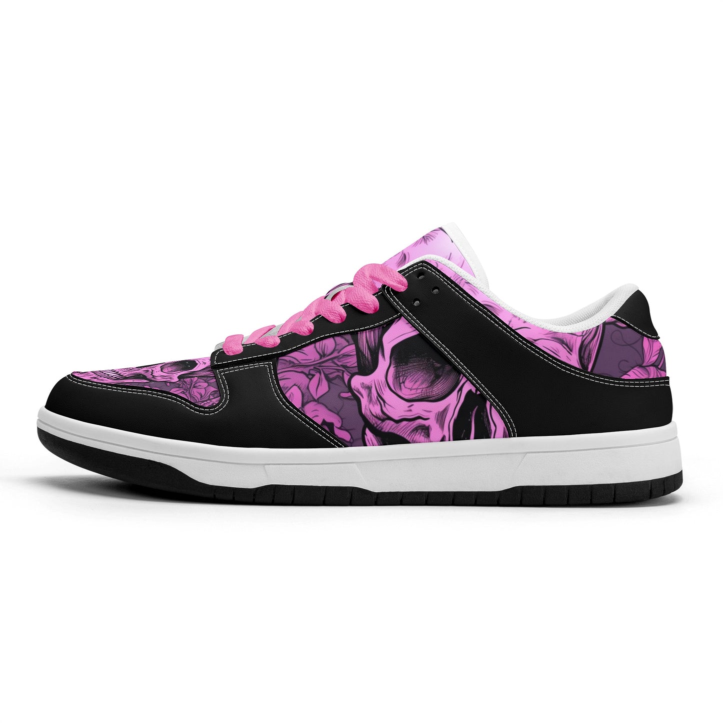 Pink Skull Dunk Low Top Leather Sneakers