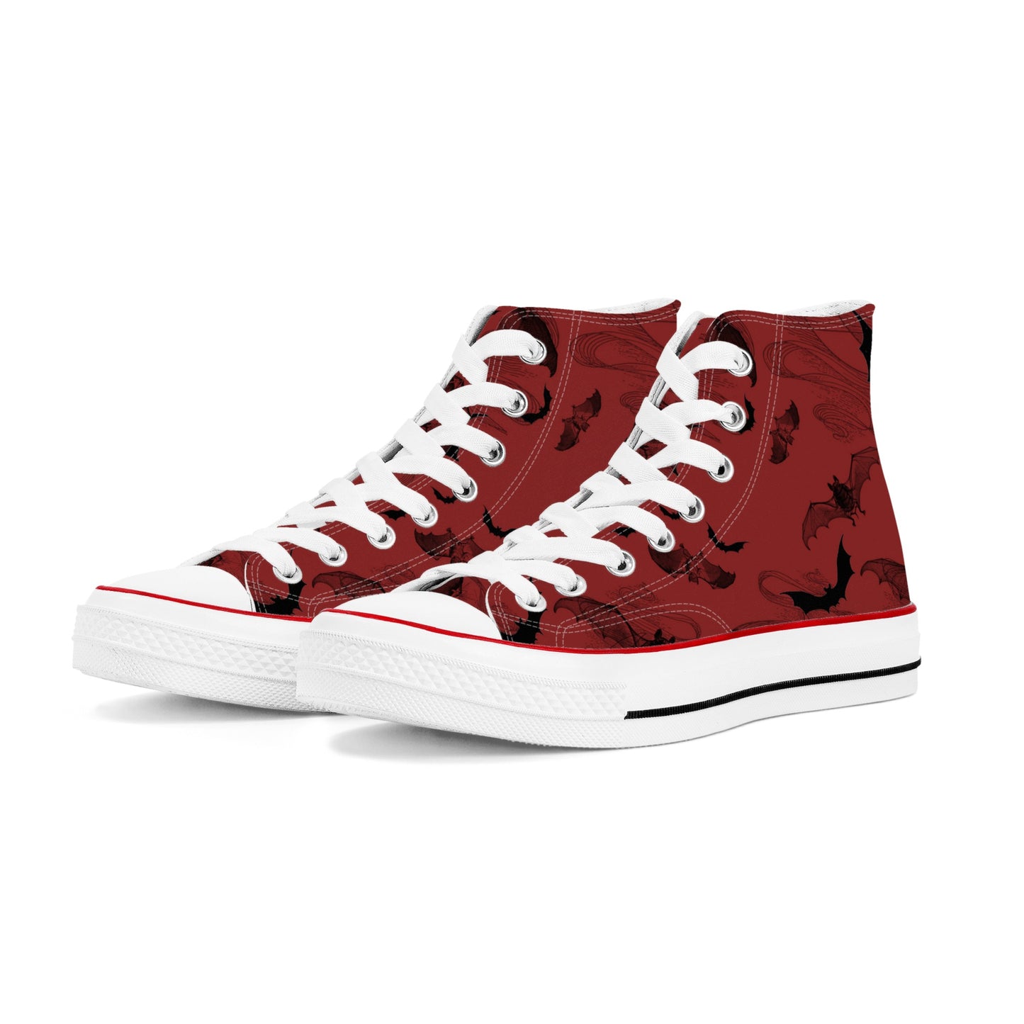 Bats Red Classic High Top Canvas Shoes