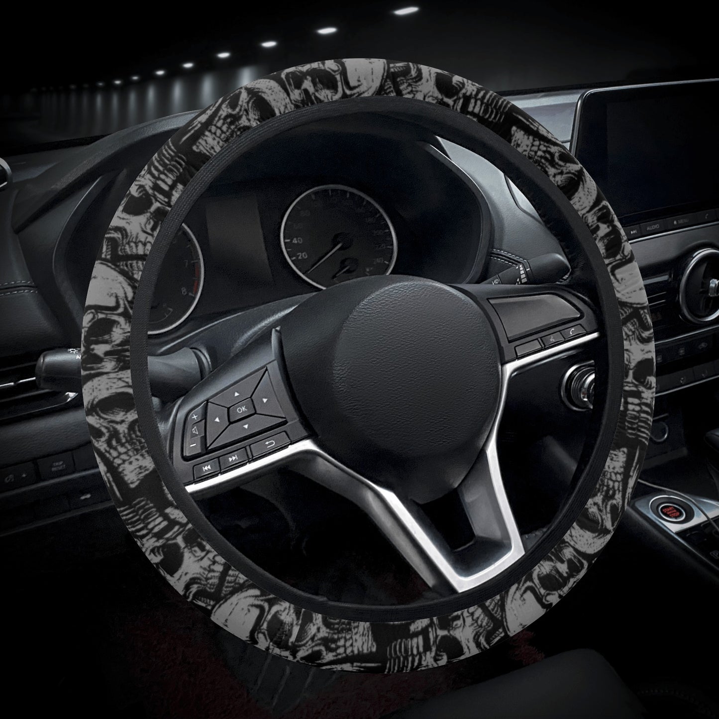 Silver Skulls Car Steering Wheel Covers