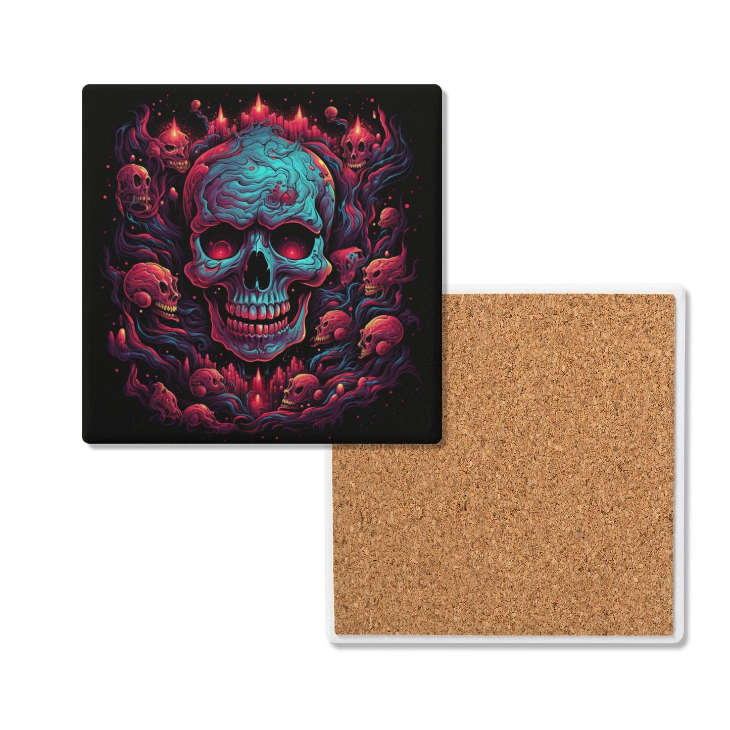 Smiling Skulls Square Ceramic Coasters (4 Pack)