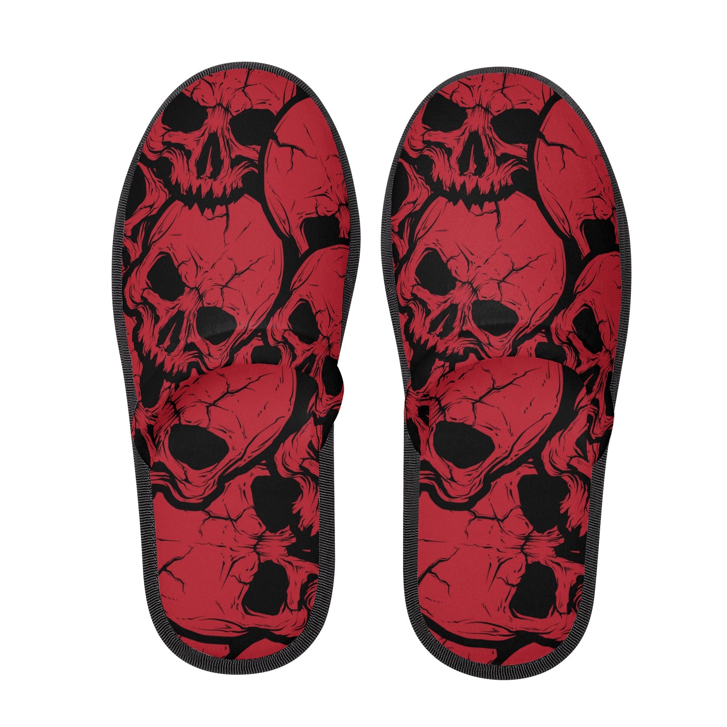 Red Skulls Plush Slippers
