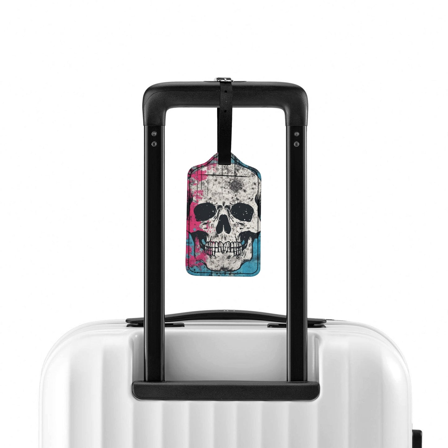 Blue And Pink Skull Luggage Tag