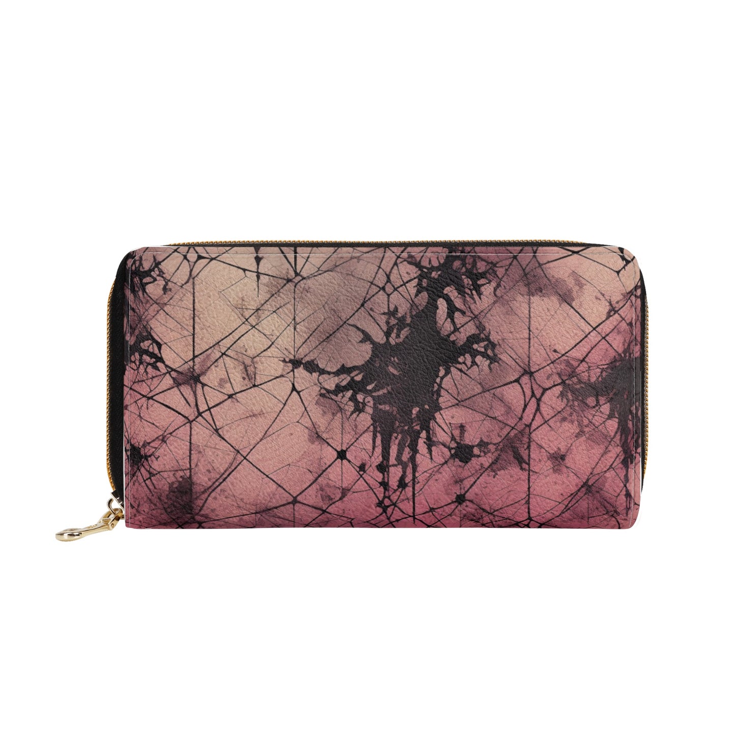 Gothic Pink Leather Zipper Purse