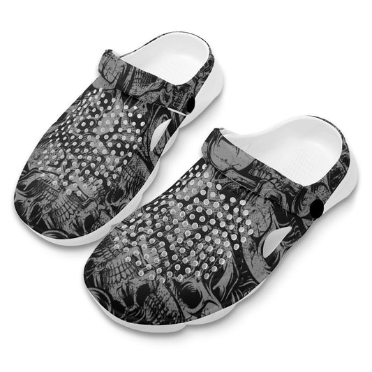 Silver Skulls Hollow Out Clogs