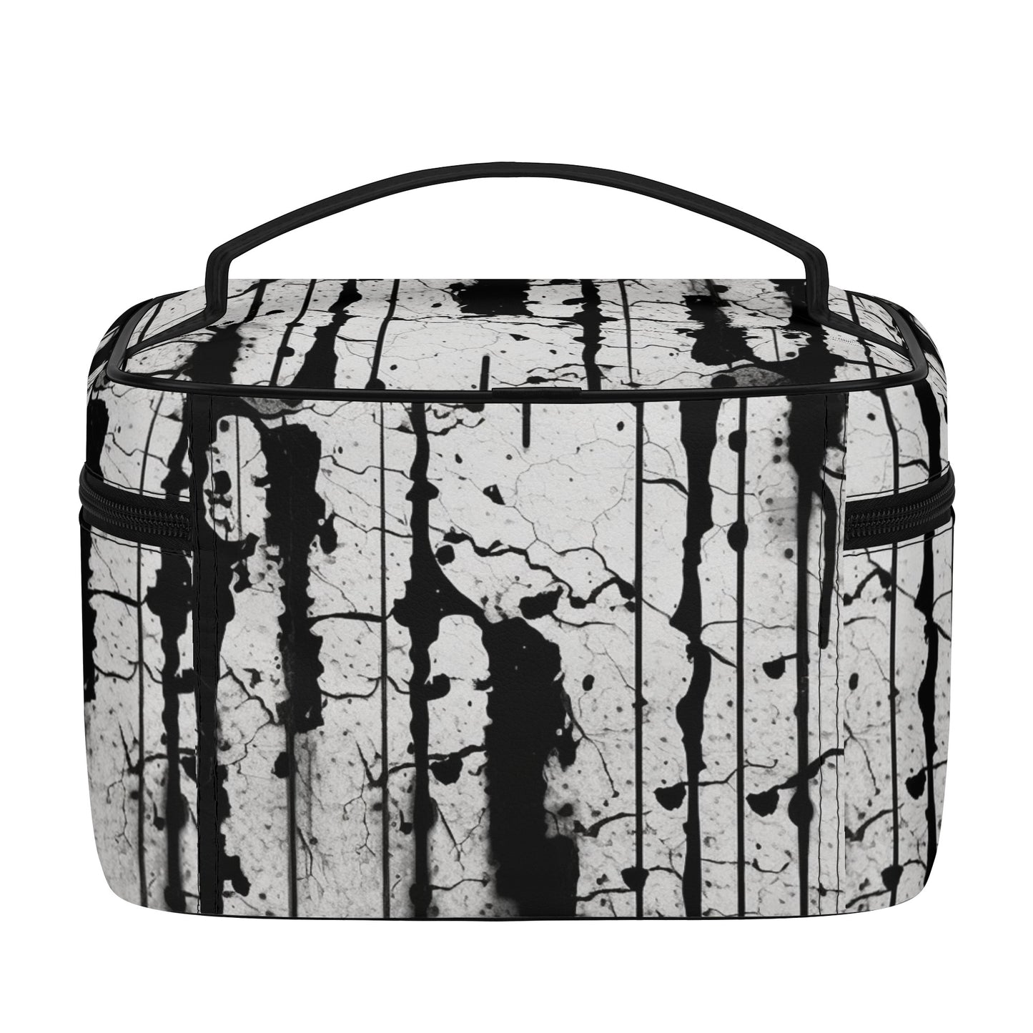 Dripping Black Leather Cosmetic Bag