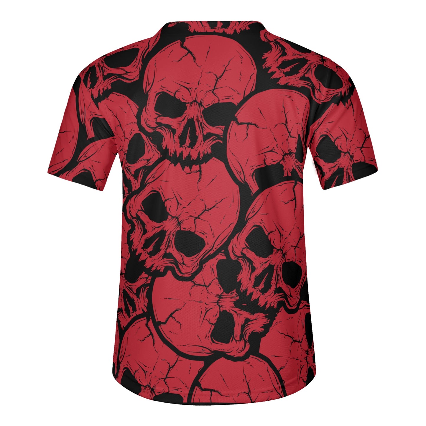 Red Skulls Short Sleeve Baseball Jersey