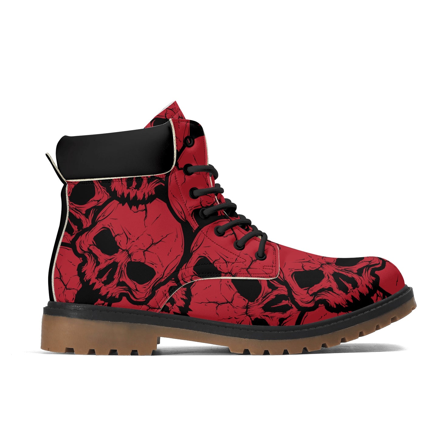 Red Skulls Leather Brown Outsole All Season Boots