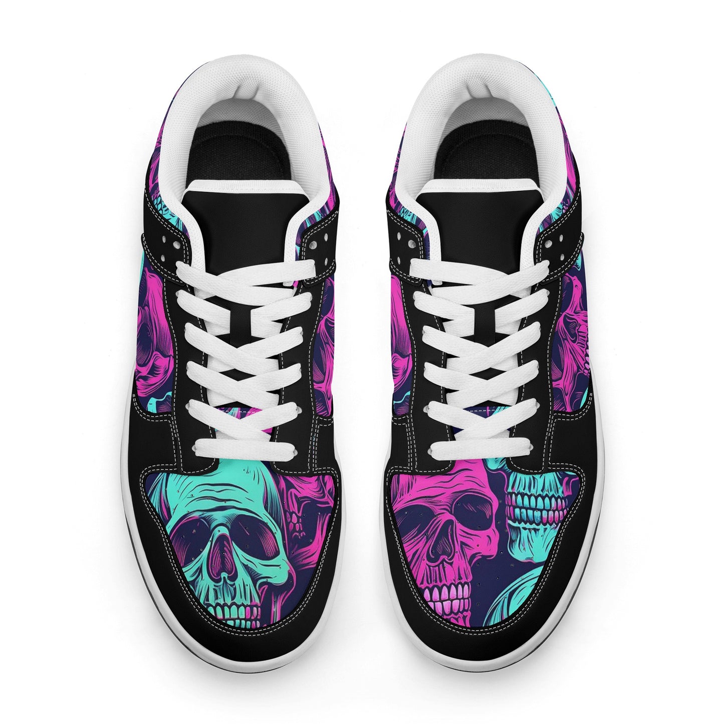 Neon Skulls Dunk Low Top Leather Sneakers