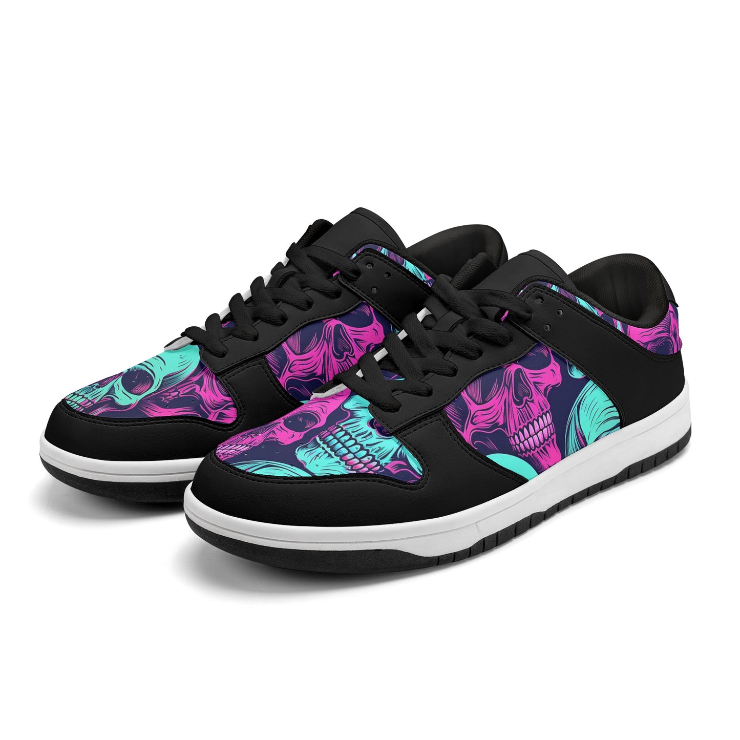 Neon Skulls Dunk Low Top Leather Sneakers