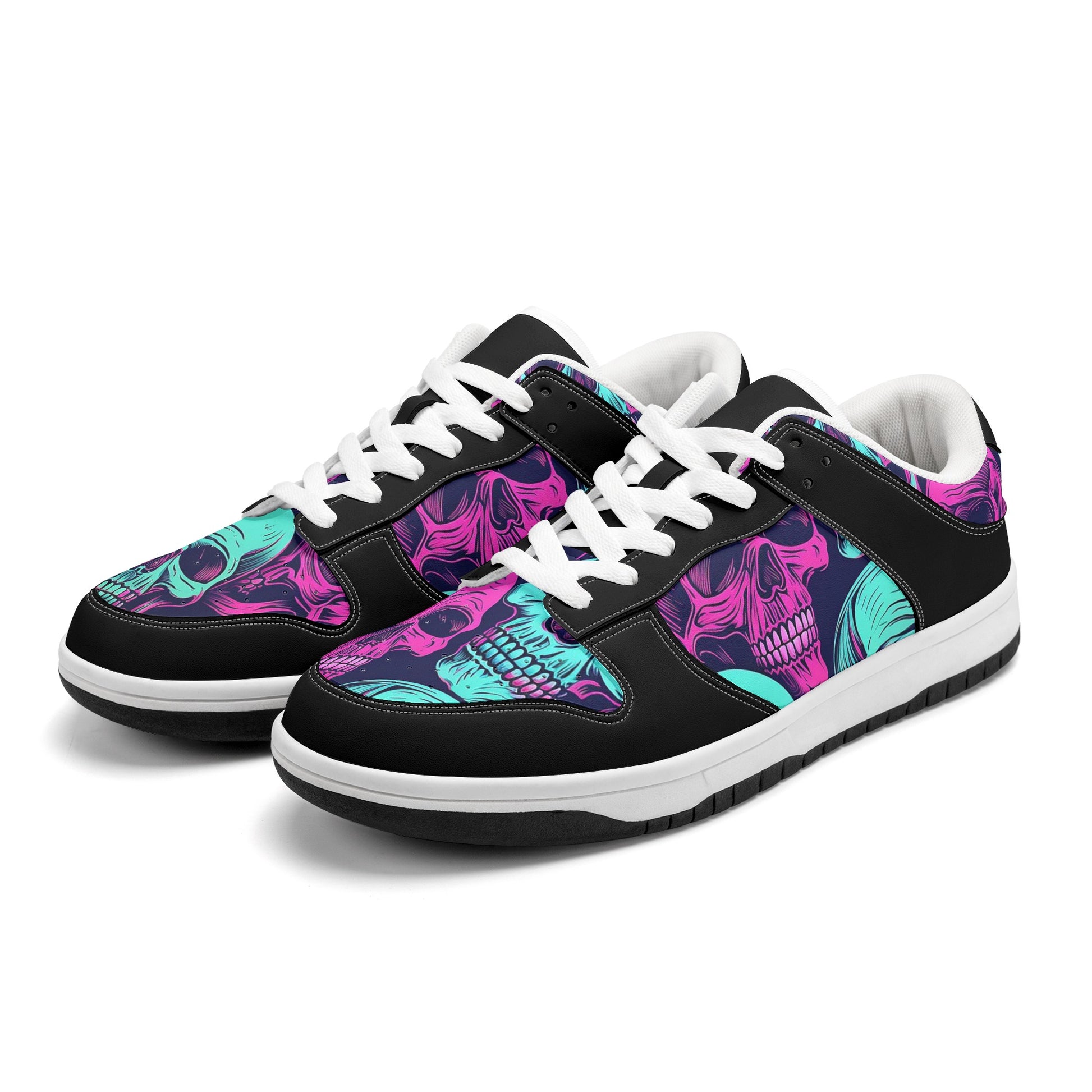 Neon Skulls Dunk Low Top Leather Sneakers