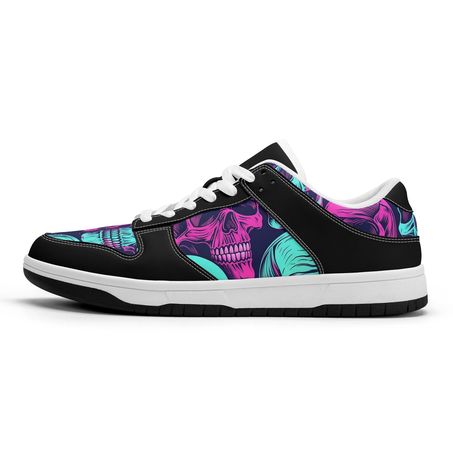 Neon Skulls Dunk Low Top Leather Sneakers