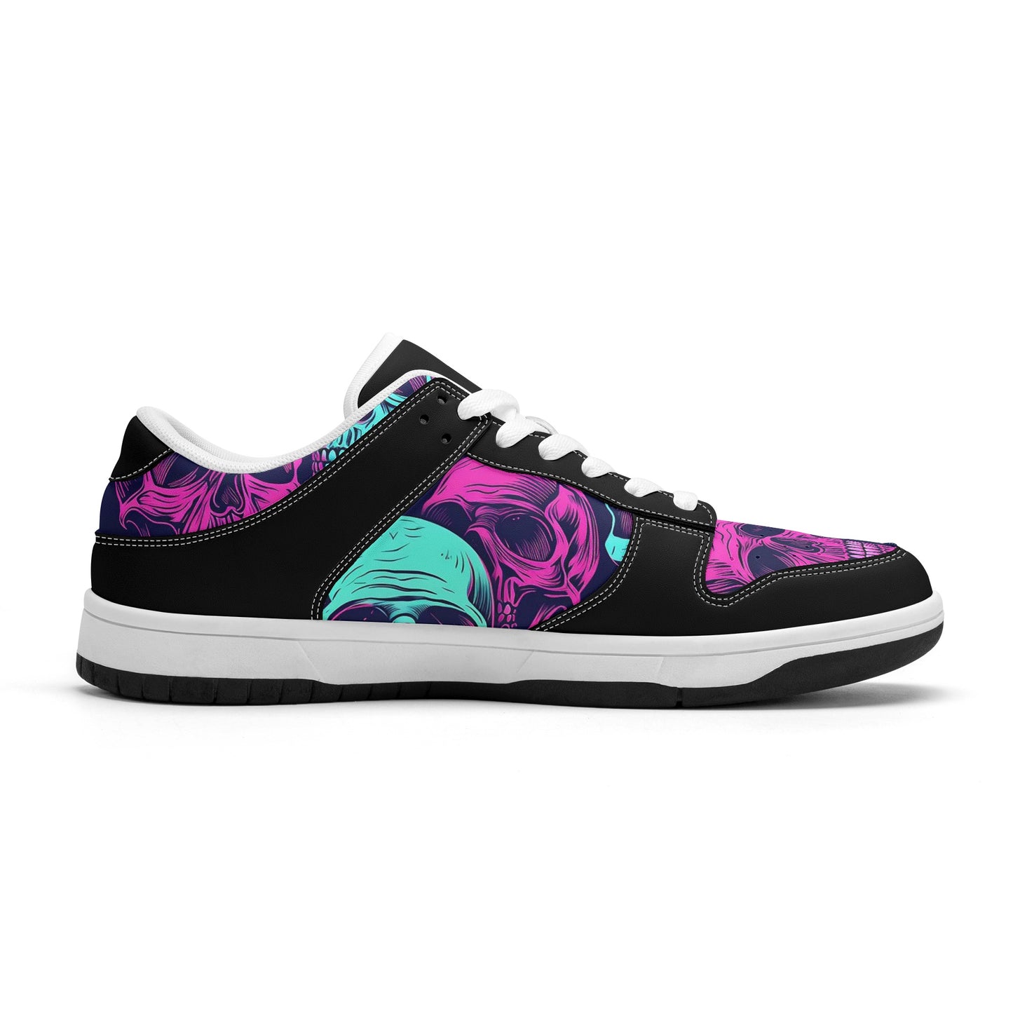 Neon Skulls Dunk Low Top Leather Sneakers