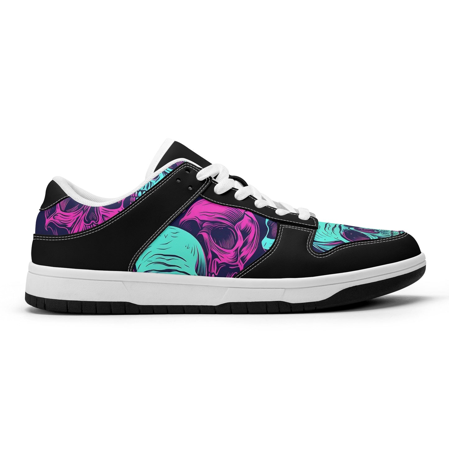 Neon Skulls Dunk Low Top Leather Sneakers