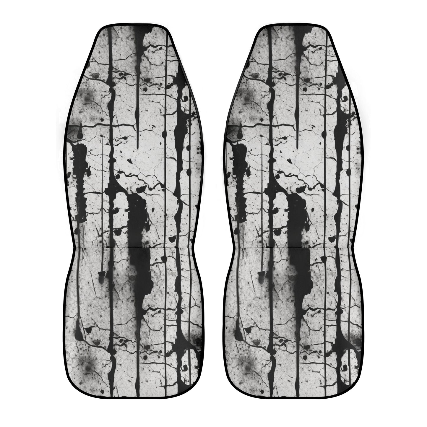 Gothic Black And White Car Seat Covers (2 Pcs)