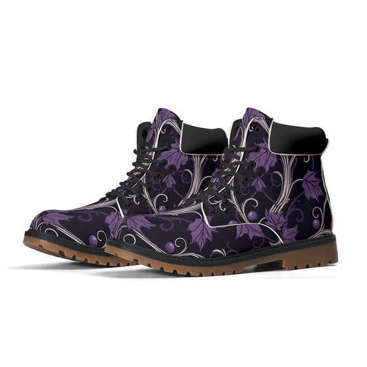 Gothic Purple Forest Leather Brown Outsole All Season Boots