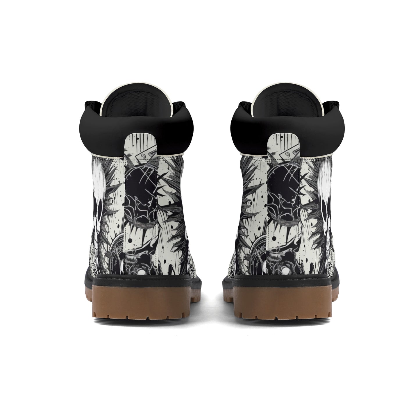 Punk Rock Skull Leather Brown Outsole All Season Boots