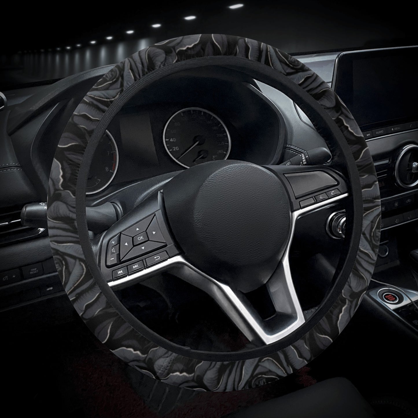 Black Roses Car Steering Wheel Covers