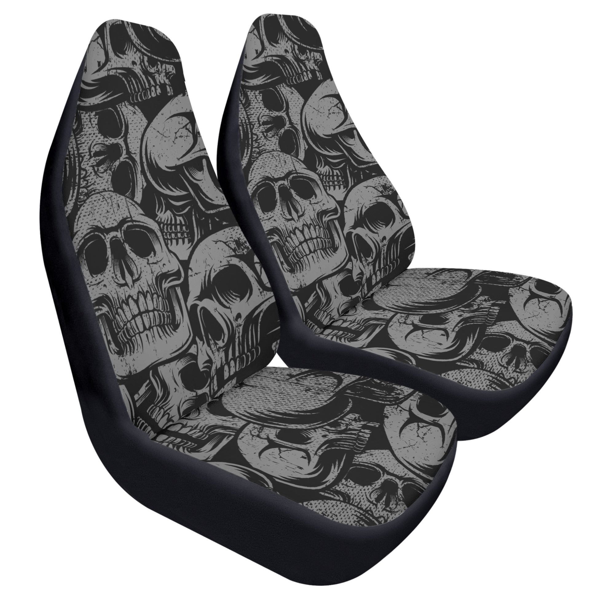 Silver Skulls Front Car Seat Covers