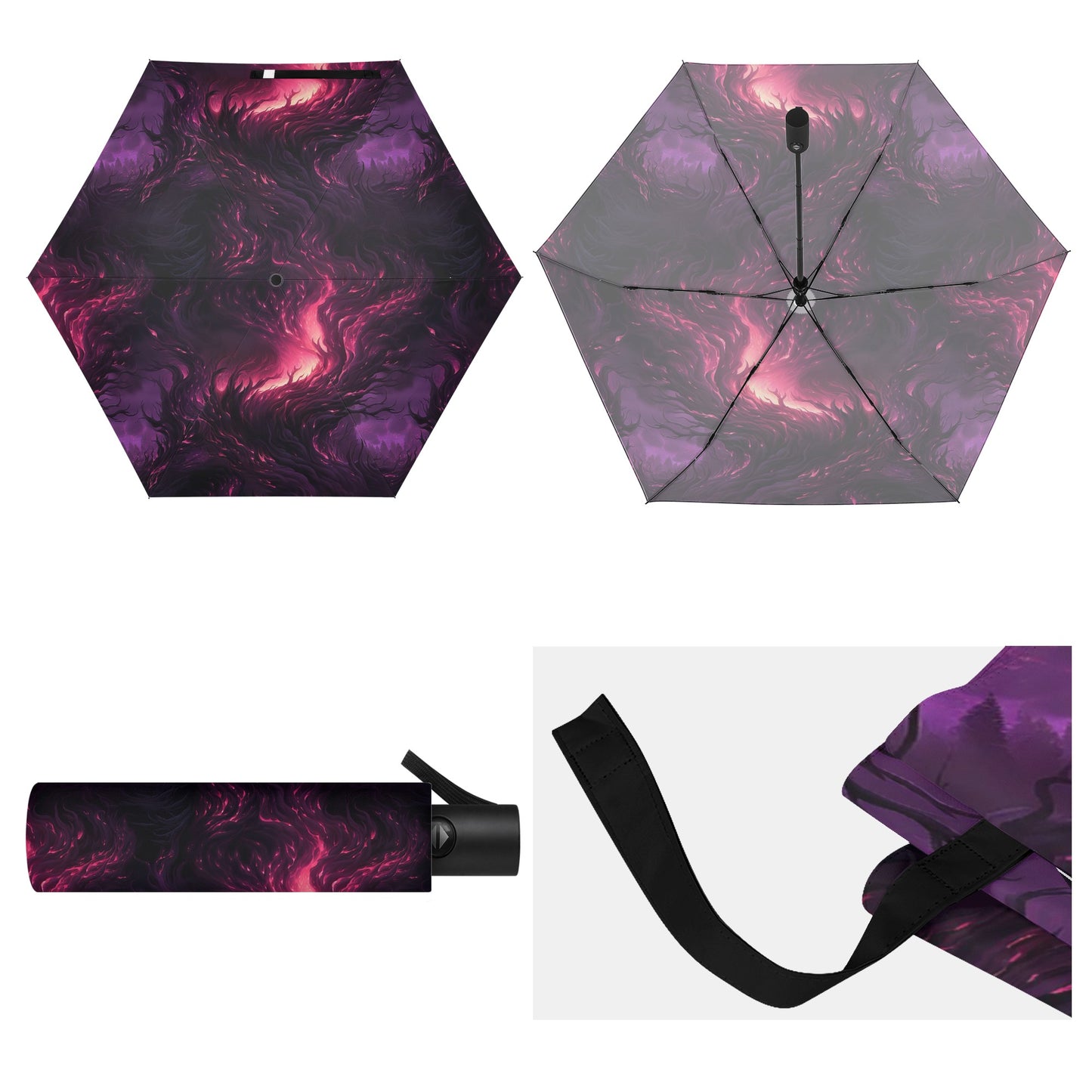 Midnight Pink Lightweight Auto Open & Close Umbrella