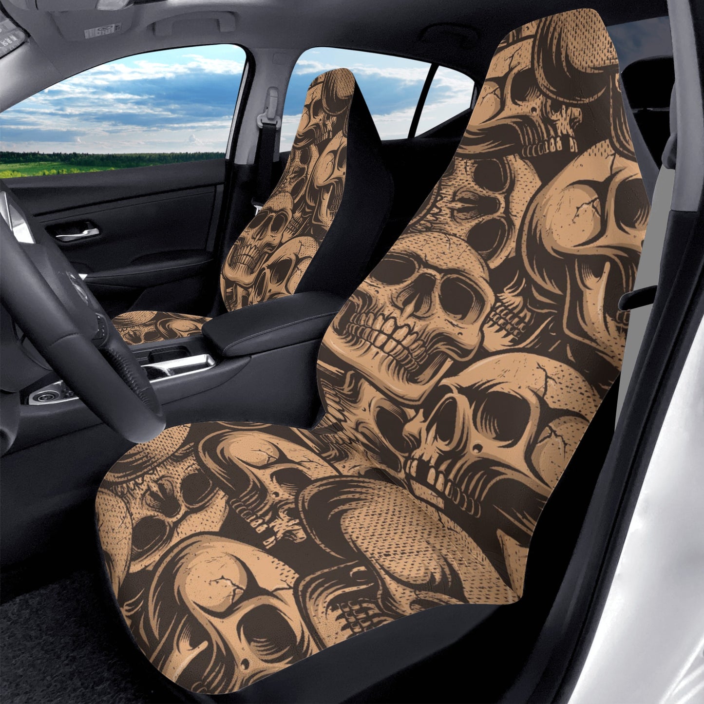 Bronze Skulls Front Car Seat Covers