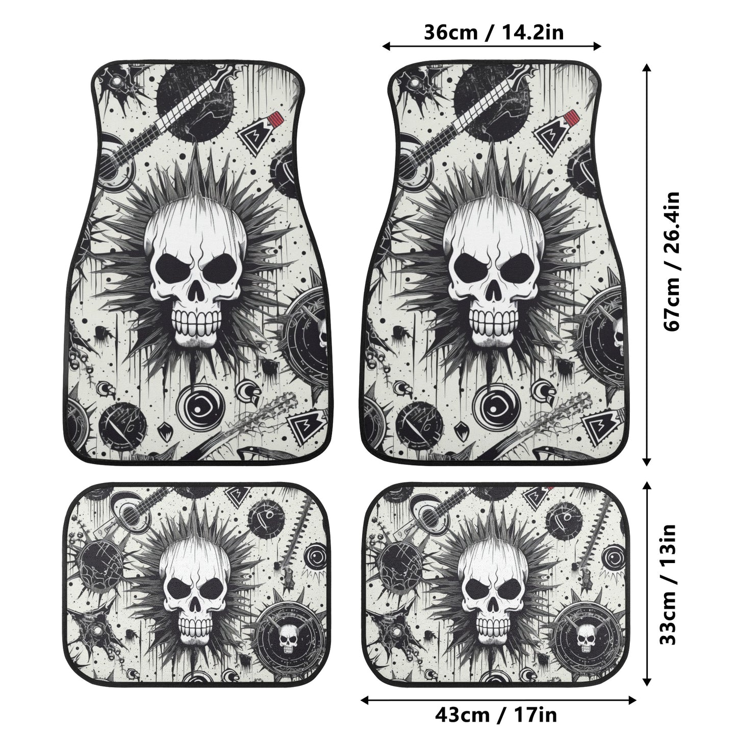 Punk Skull Car Floor Mats (Set of 4)