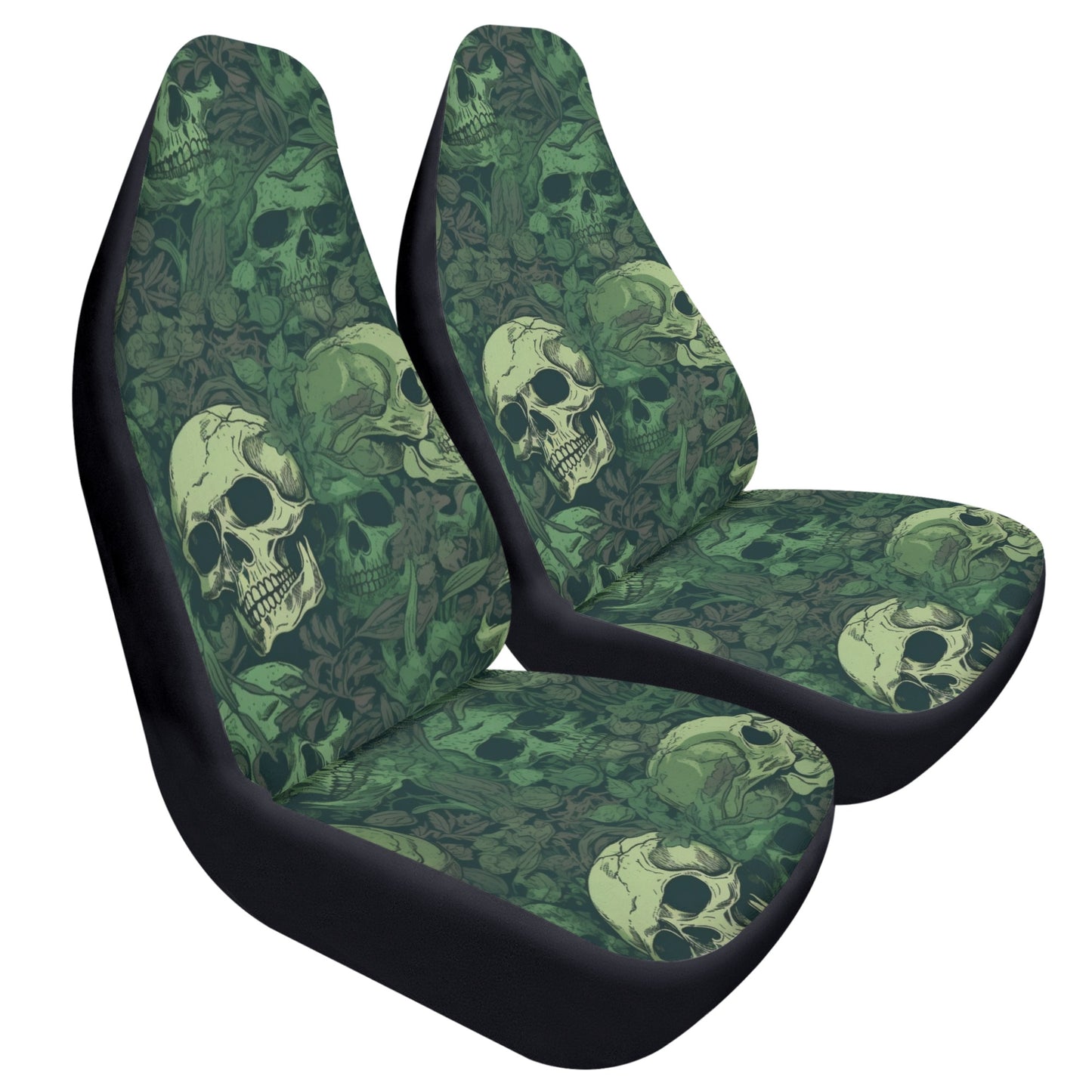 Green Skulls Front Car Seat Covers