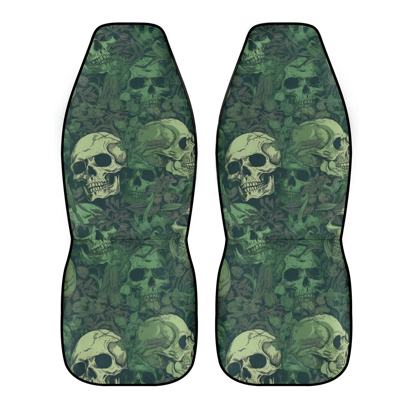 Green Skulls Front Car Seat Covers