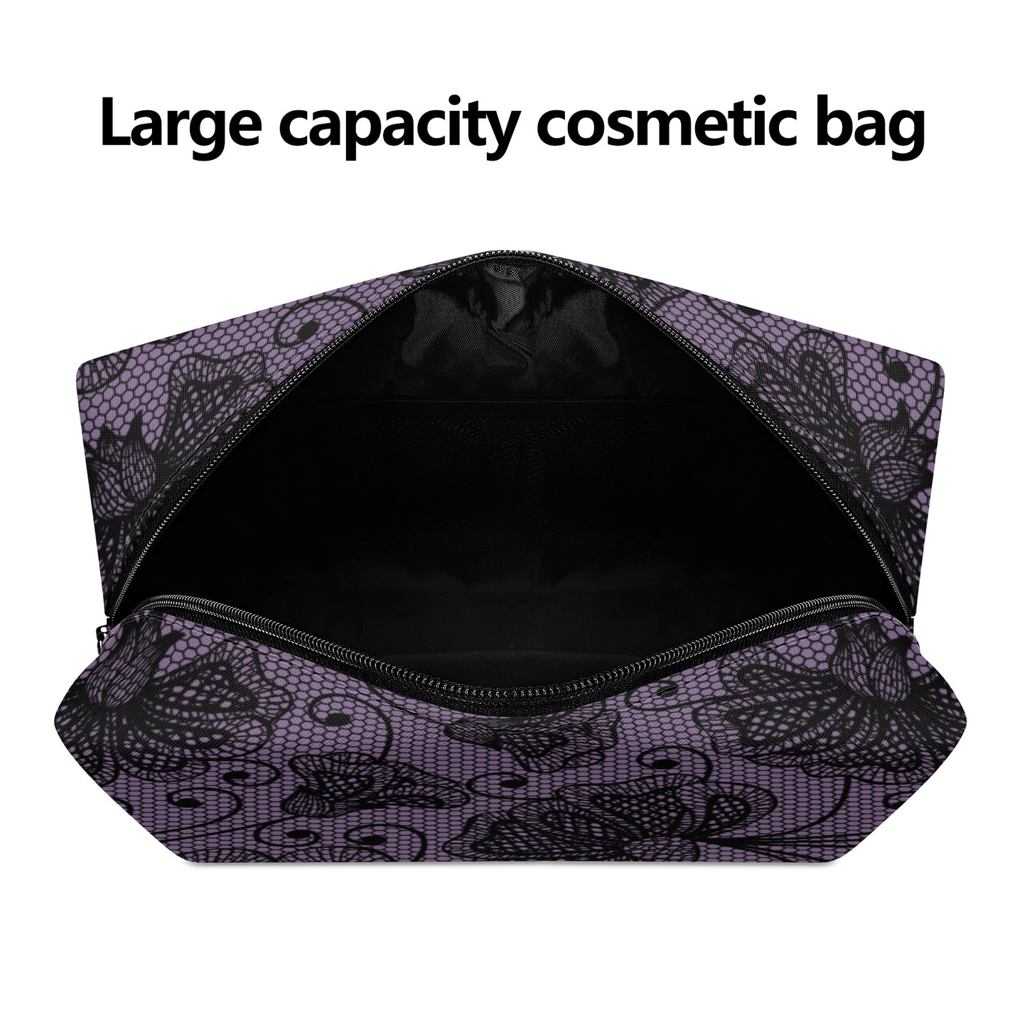 Lacey Purple Flower Leather Cosmetic Bag