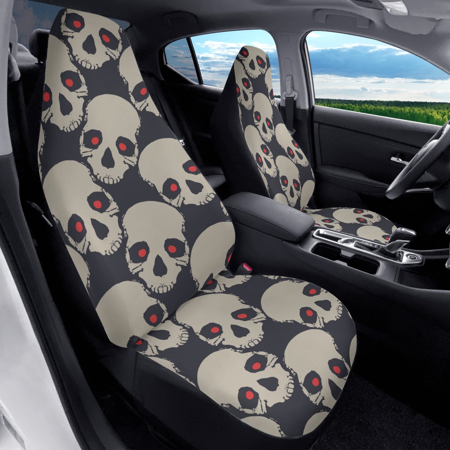 Red Eyed Skulls Front Car Seat Covers