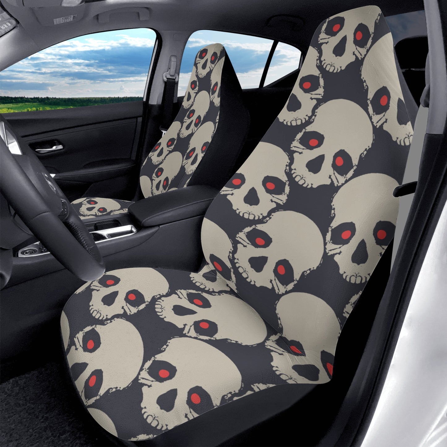 Red Eyed Skulls Front Car Seat Covers