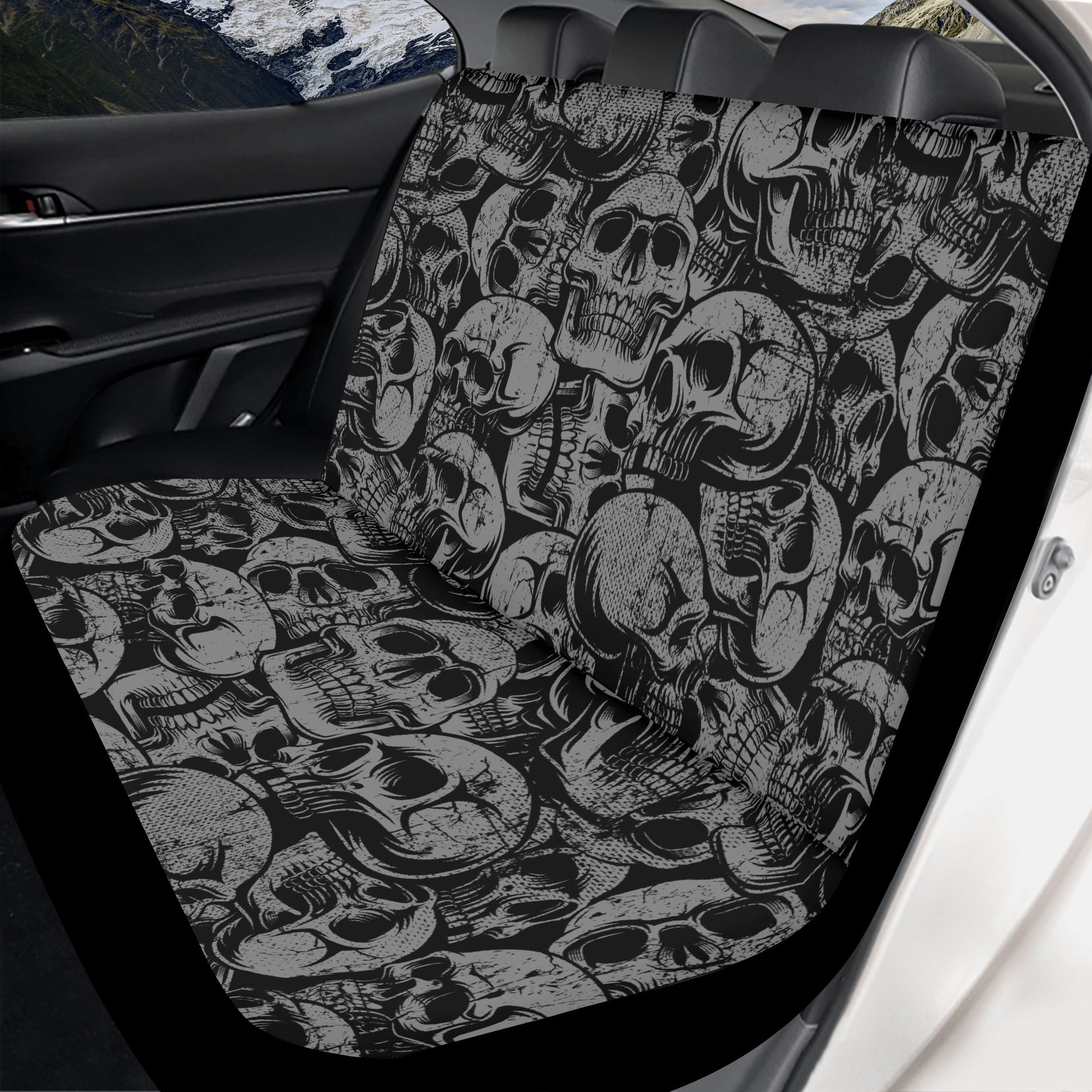 Silver Skulls Back Car Seat Cover