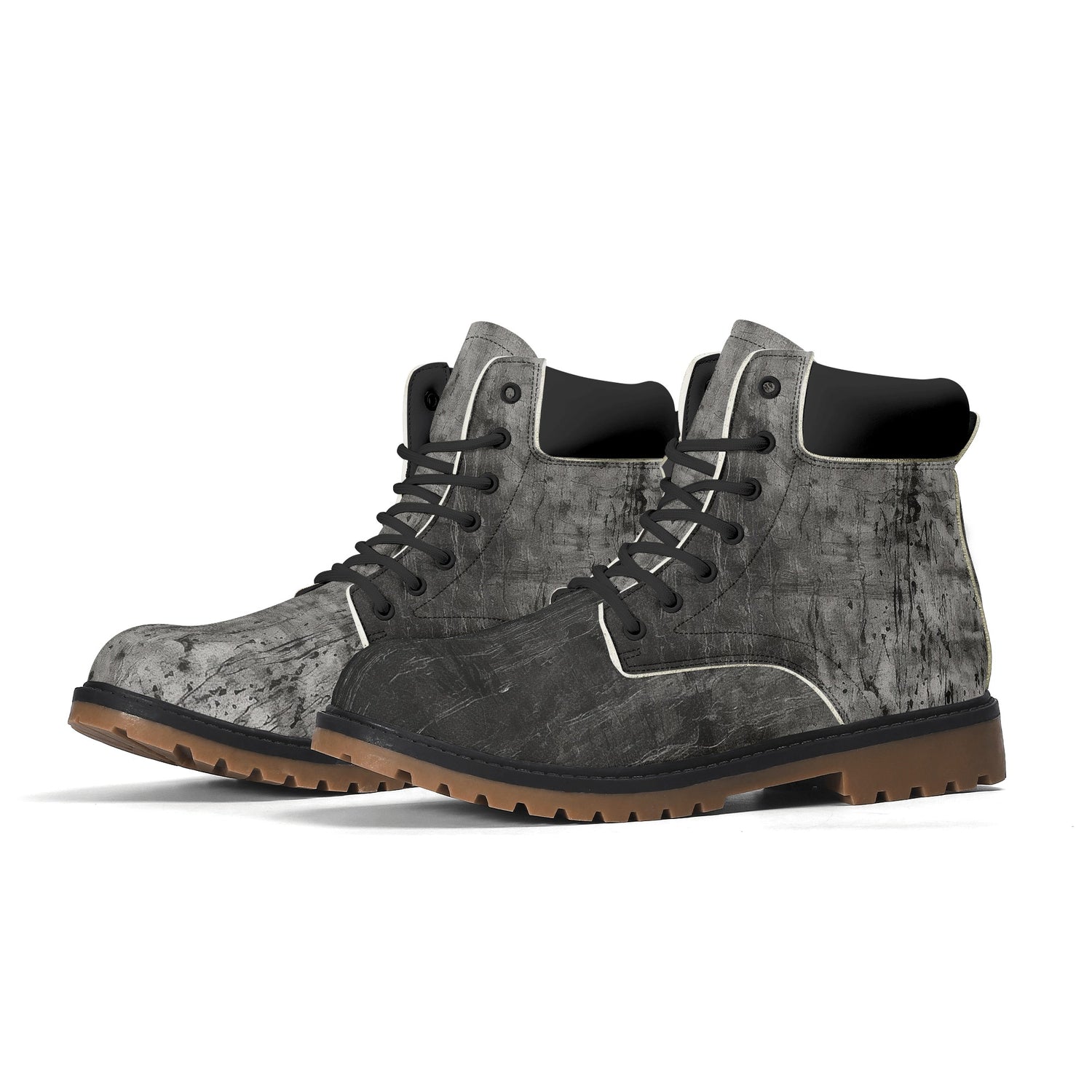 Stylized Grey Leather Brown Outsole All Season Boots