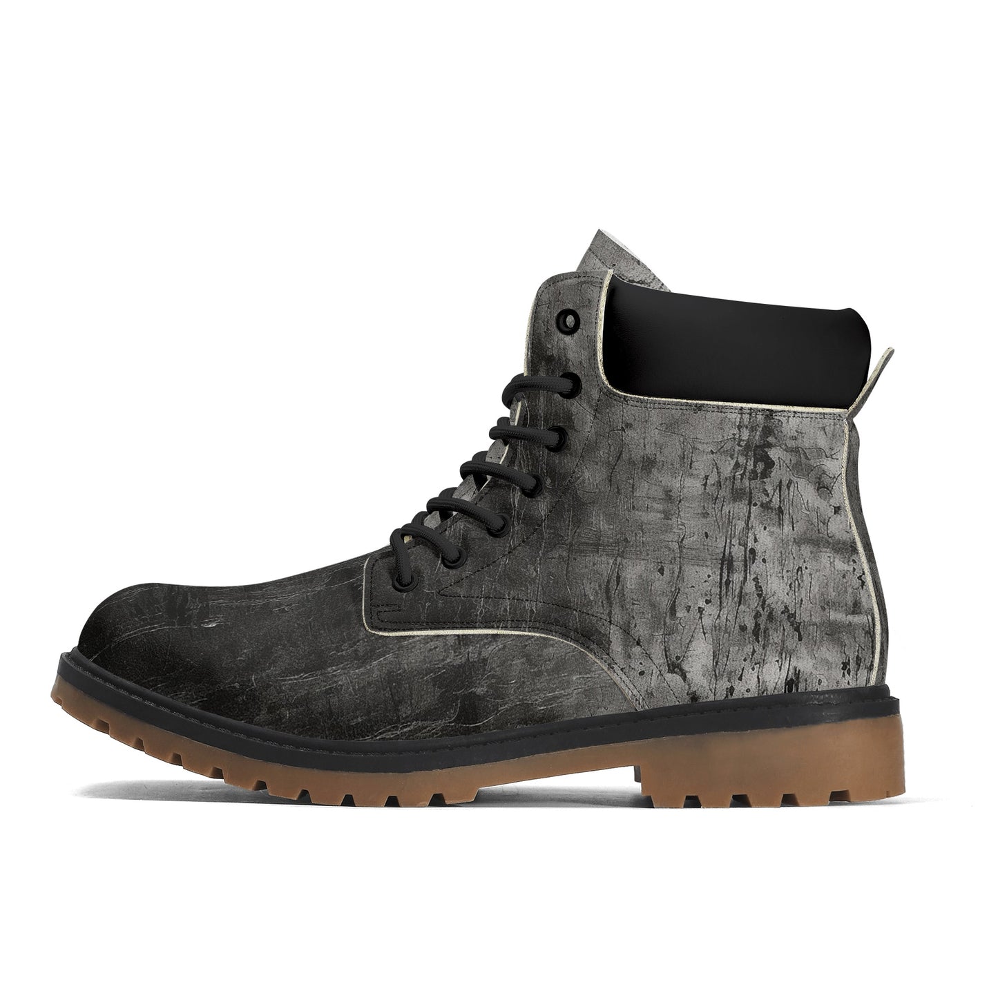 Stylized Grey Leather Brown Outsole All Season Boots