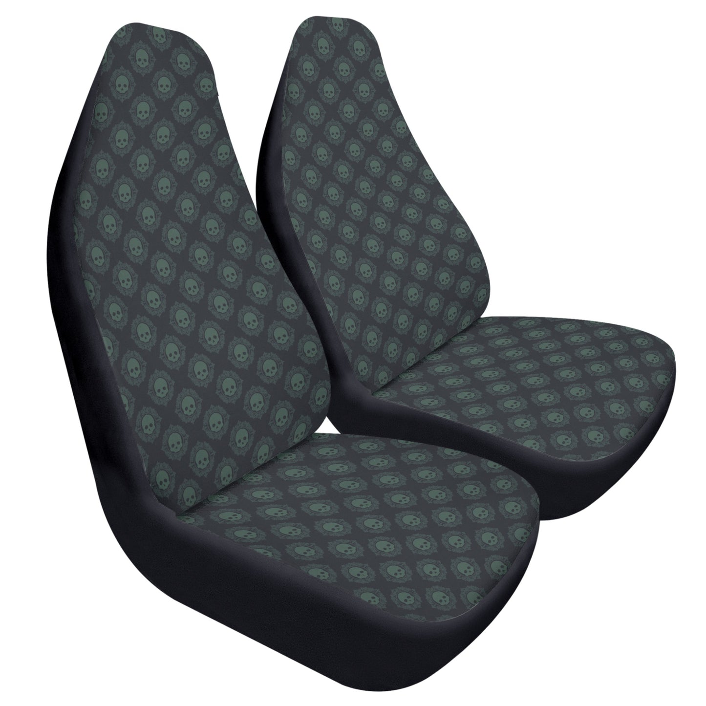 Green Skull Pattern Front Car Seat Covers