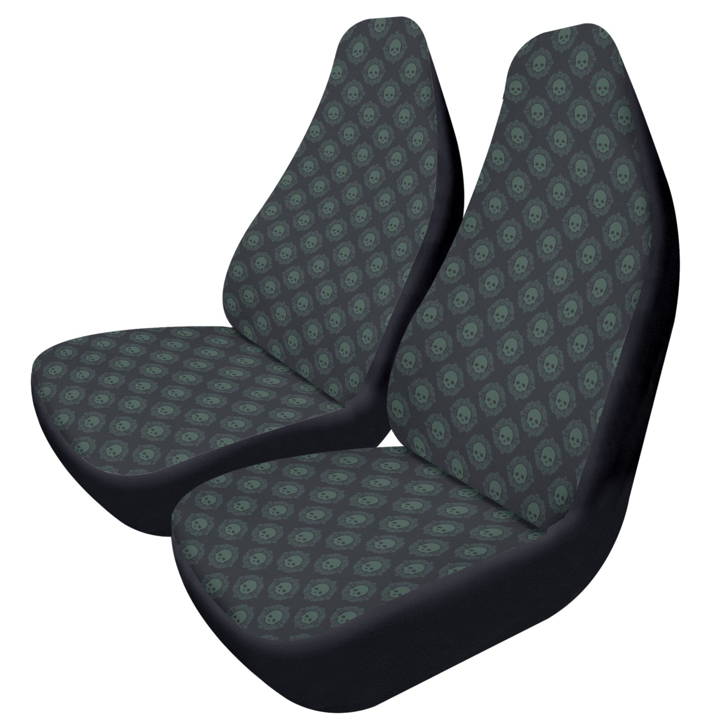 Green Skull Pattern Front Car Seat Covers