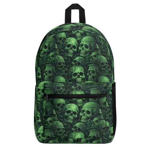 Green Skulls Polyester Vintage Backpack