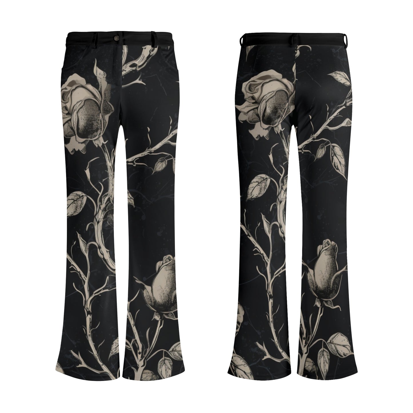 Decaying Gothic Rose Flare Pants