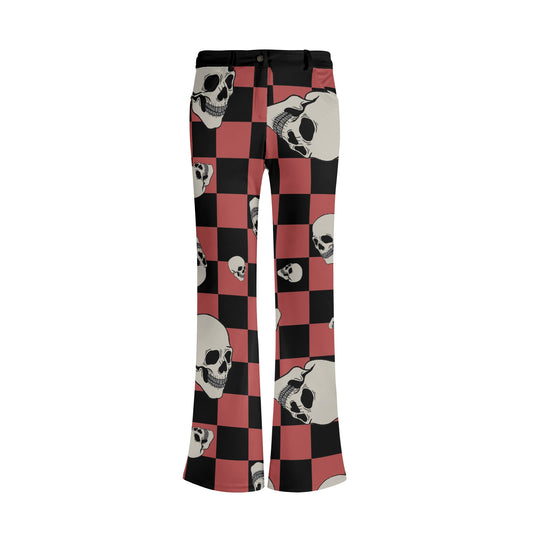 Skulls And Checkers Flare Pants