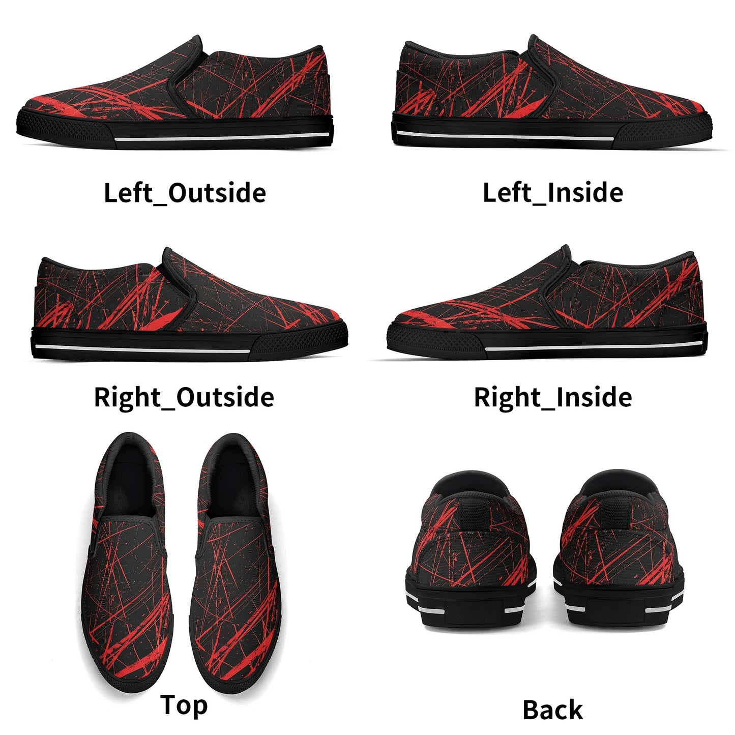 Red Slashes Men's Slip On Shoes