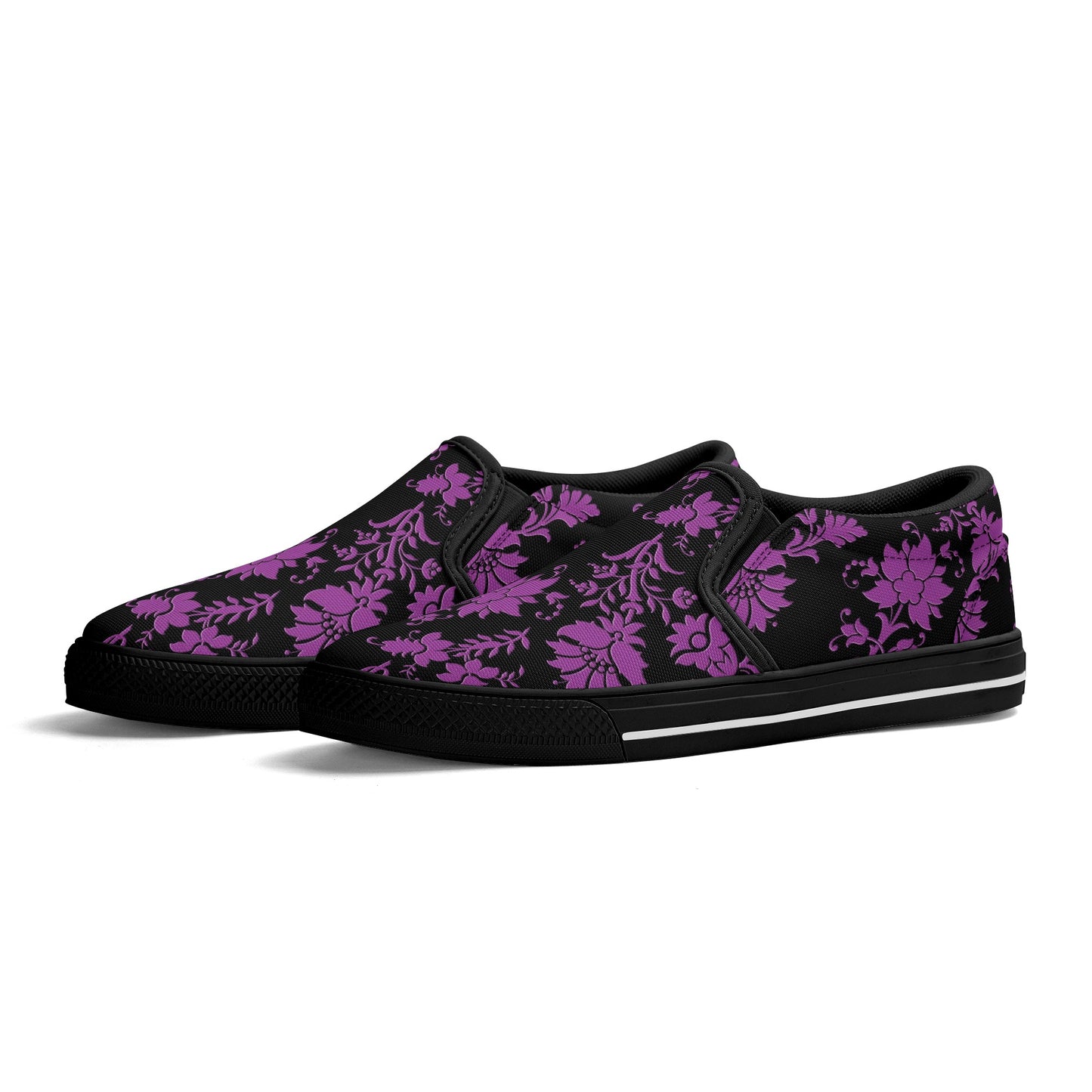 Purple Flowers Women's Slip On Shoes