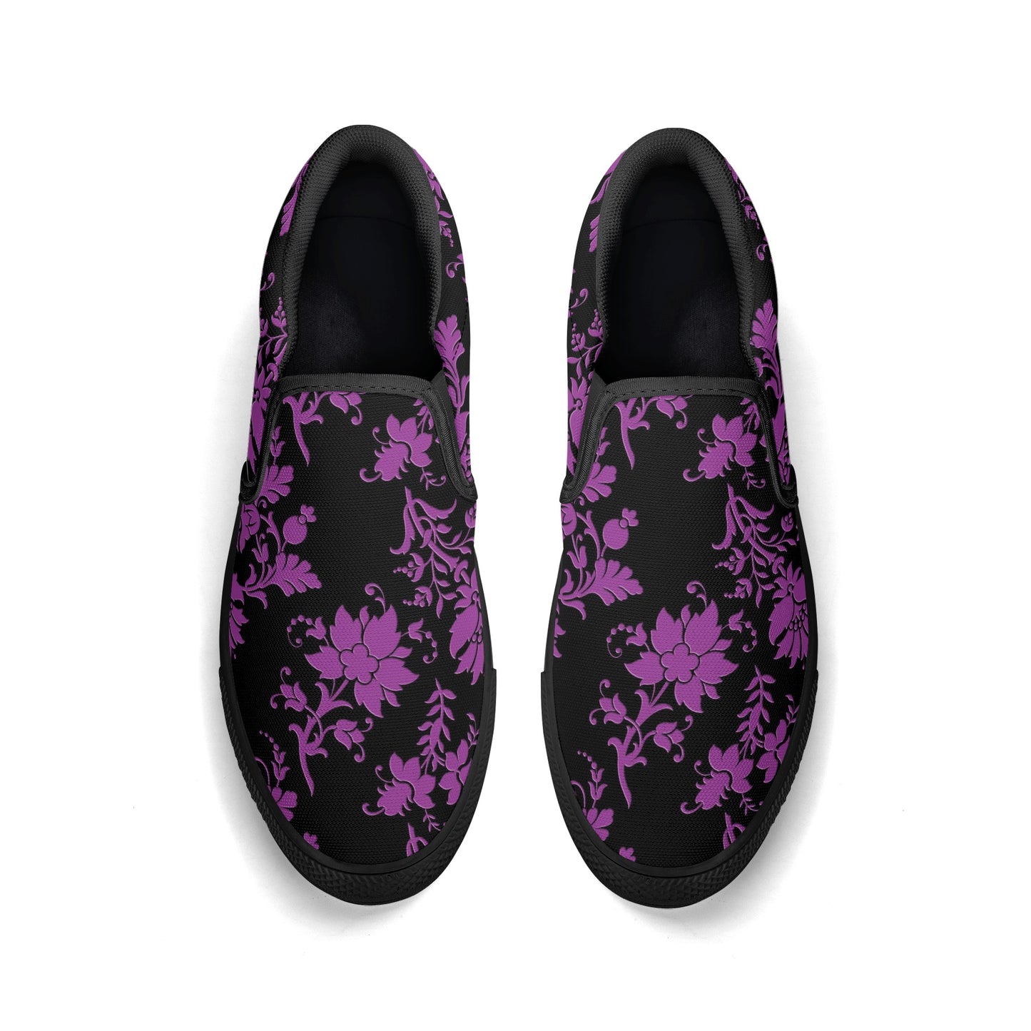 Purple Flowers Women's Slip On Shoes