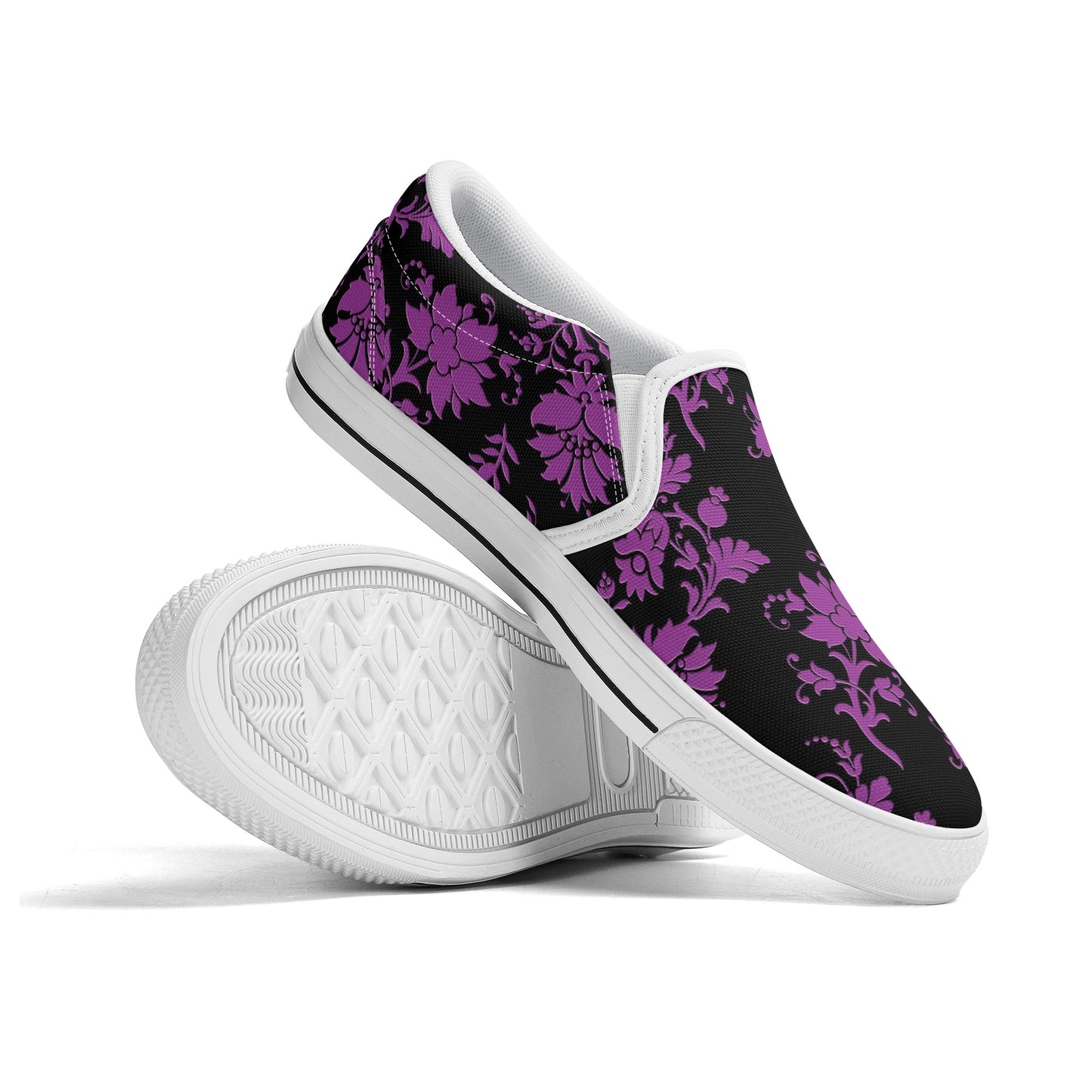 Purple Flowers Women's Slip On Shoes