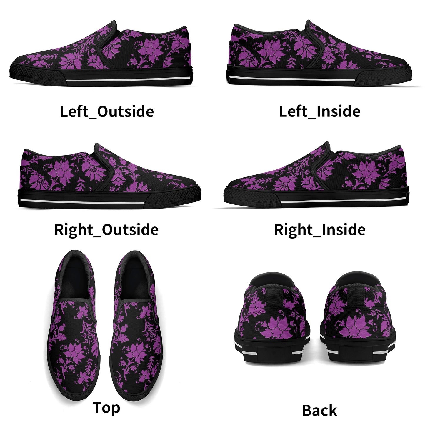 Purple Flowers Women's Slip On Shoes