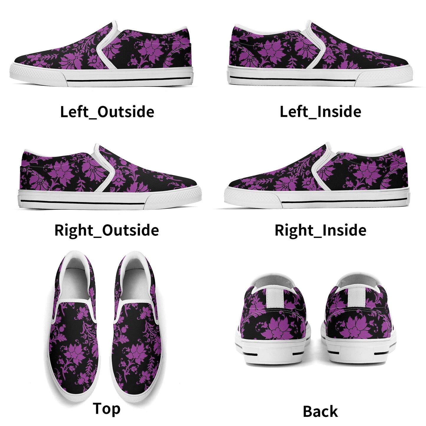 Purple Flowers Women's Slip On Shoes