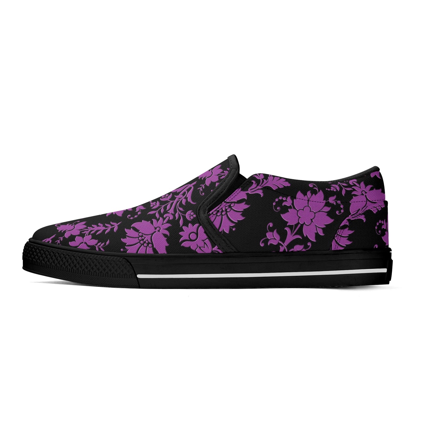 Purple Flowers Women's Slip On Shoes