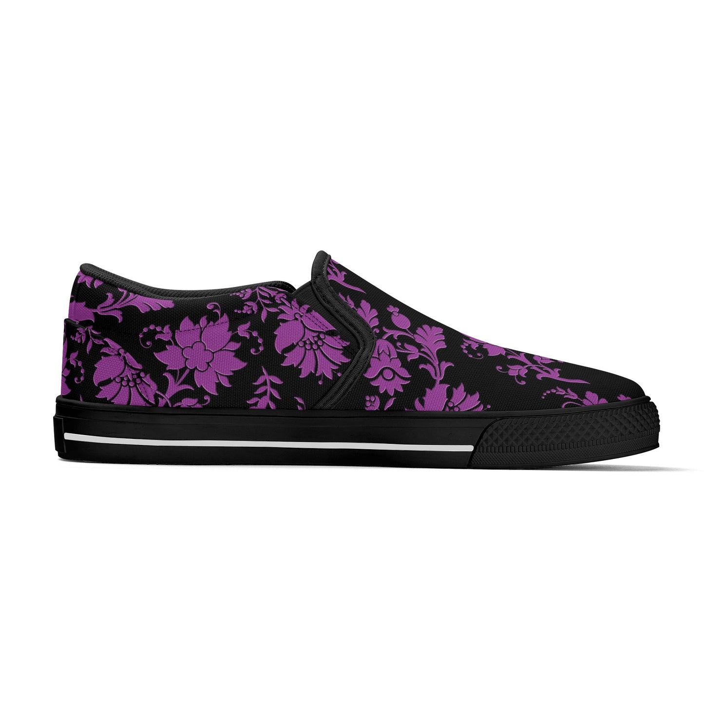 Purple Flowers Women's Slip On Shoes