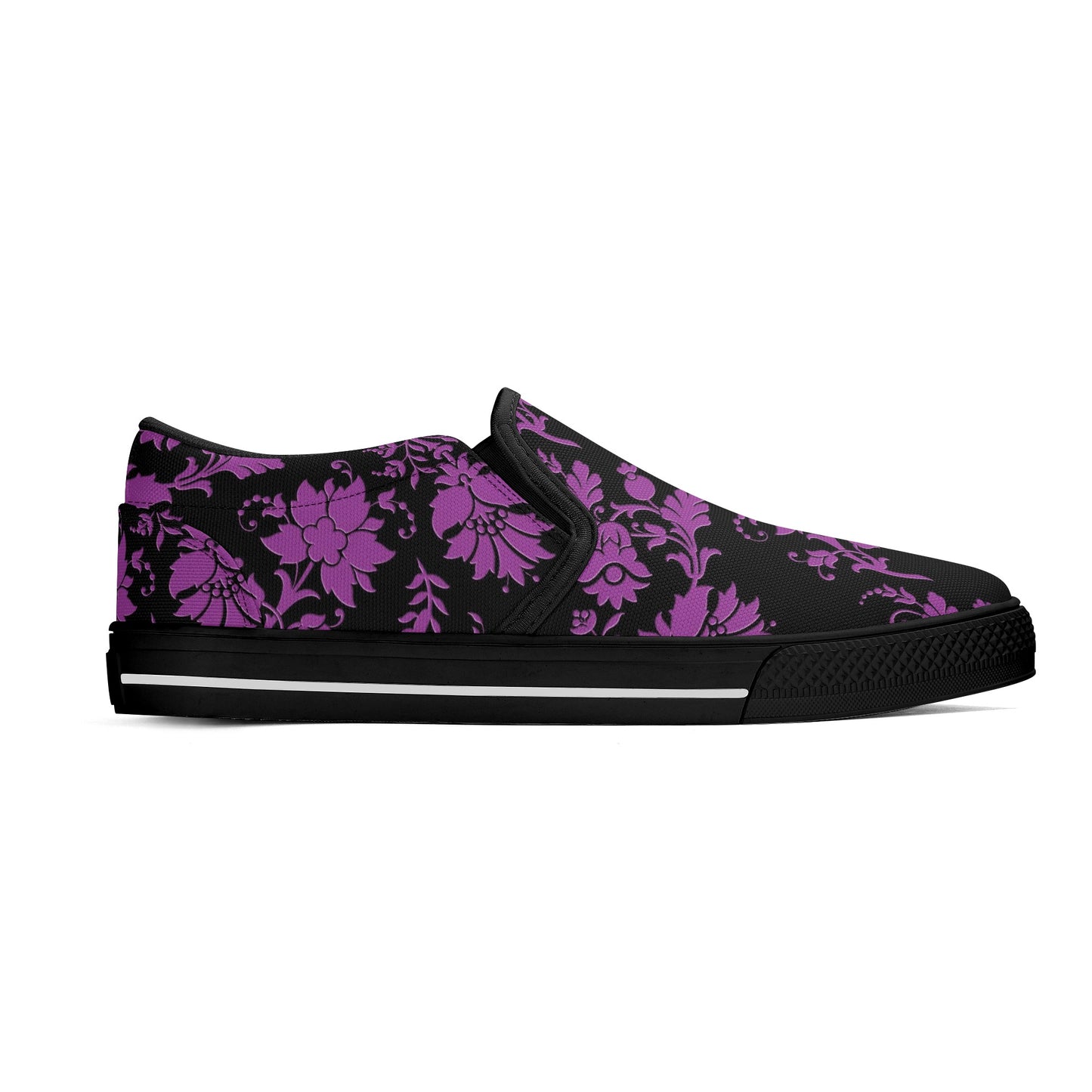 Purple Flowers Women's Slip On Shoes