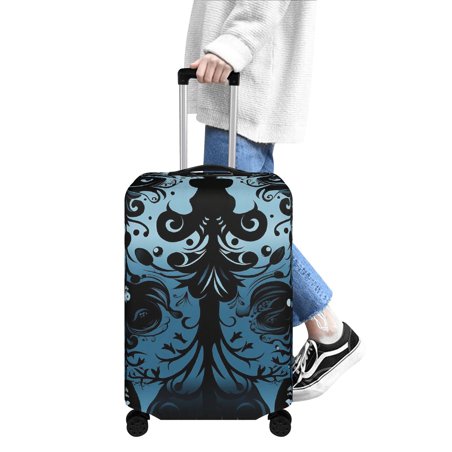Gothic Blue Design Polyester Luggage Cover